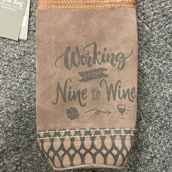 Myra Bag Wine Tote Canvas Leather Working from Nine to Wine NWT Bag Travel Gift - Picture 2 of 5